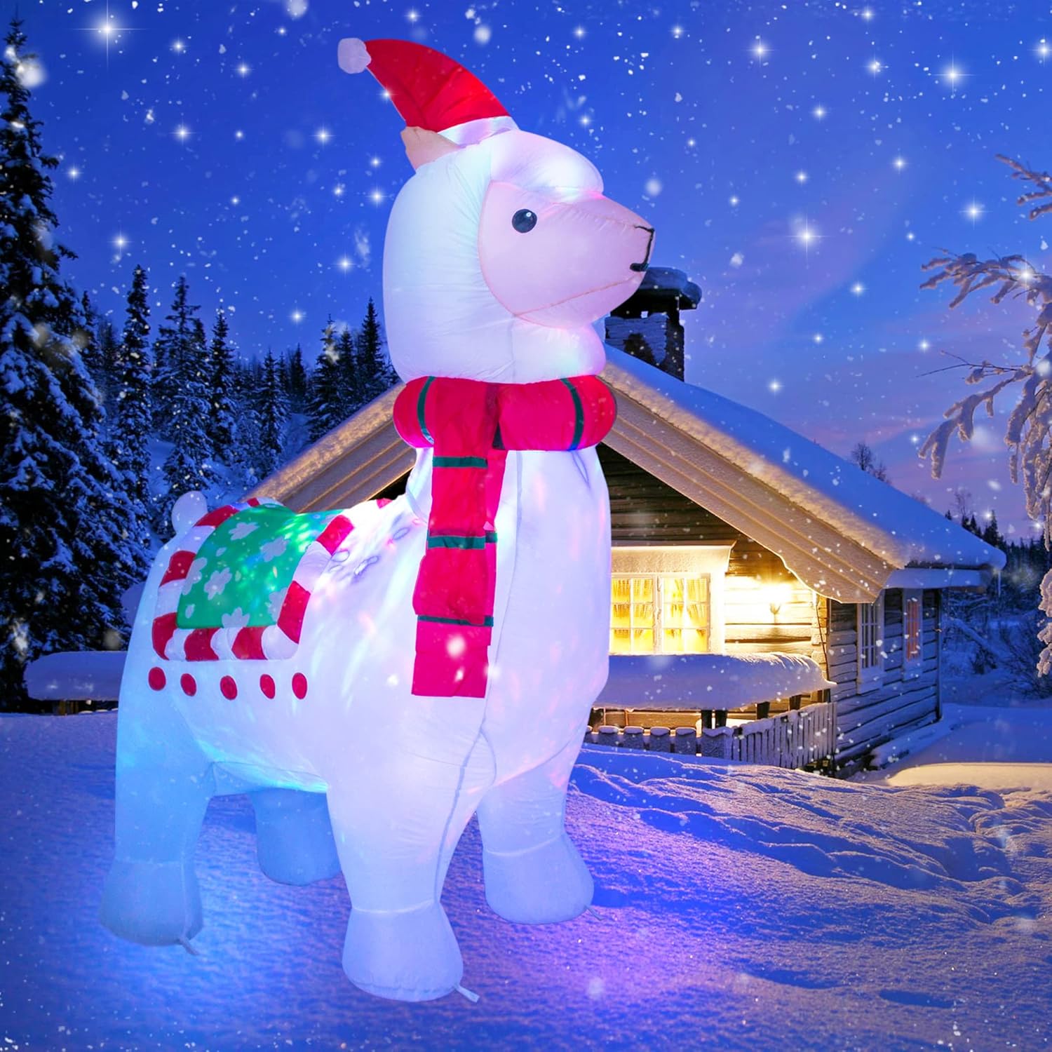 6 Feet Inflatable Christmas Alpaca Holiday Lighted Blow Up Yard Decoration Alpaca Christmas Inflatable Llama Outdoor Déc
