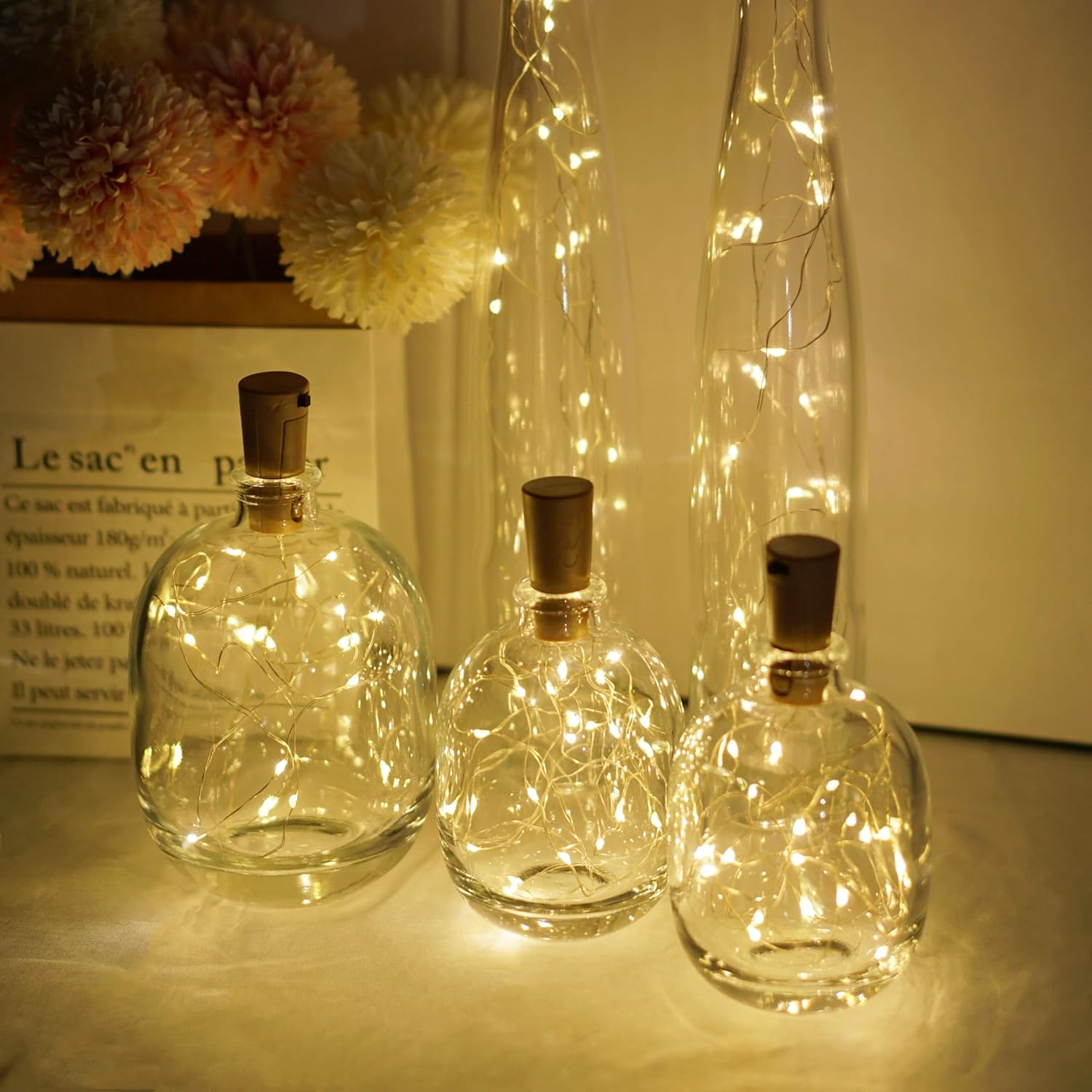 18 Pack Wine Bottle Cork Lights, 20 Led Waterproof Fairy String Lights With Batteries For Diy Jars, Weddings, Christmas,