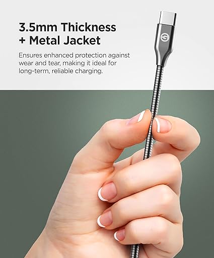 2 Pack 6FT USB C to USB C Braided Metal Charging Cable Ultra Durable Gunmetal
