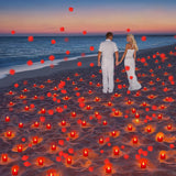 6000 Pcs Artificial Rose Petals With 72 Pcs Flameless Led Candles Romantic Decorations Fake Candles Anniversary Decorations For Valentine'S Day Wedding Night(Red)