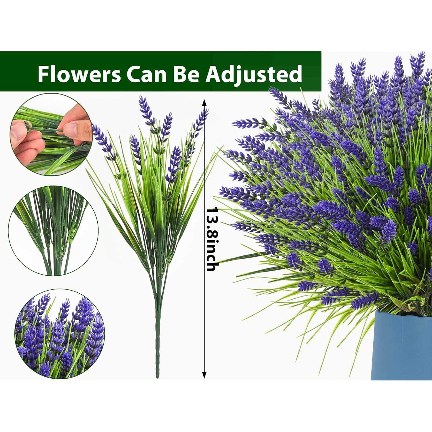 Artificial Plants Outdoor, 22 Pcs Fake Flowers Uv Resistant Outdoor Artificial Lavender Flowers, Plastic Faux Plants For Porch Garden Planter Yard Window Box