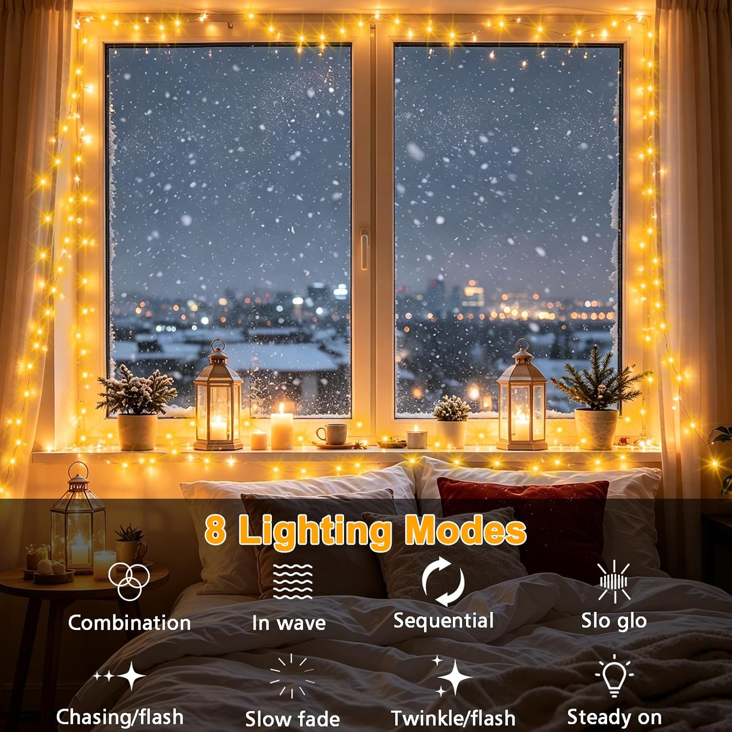2 Pack 33FT 100 LED Plug In Fairy String Lights Warm White IP68 Waterproof Twinkle Lights with Remote for Bedroom Garden Christmas Decor
