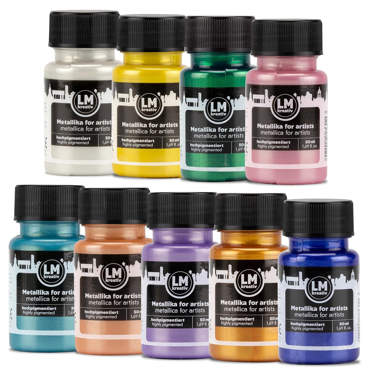 Metallic Acrylic Paint 9 X 1.69 Fl Oz - Color Pop - Premium Metallic Acrylic Paints For Artists, 50Ml – Perfect For Canvas, Wood, Ceramic, And Diy Projects