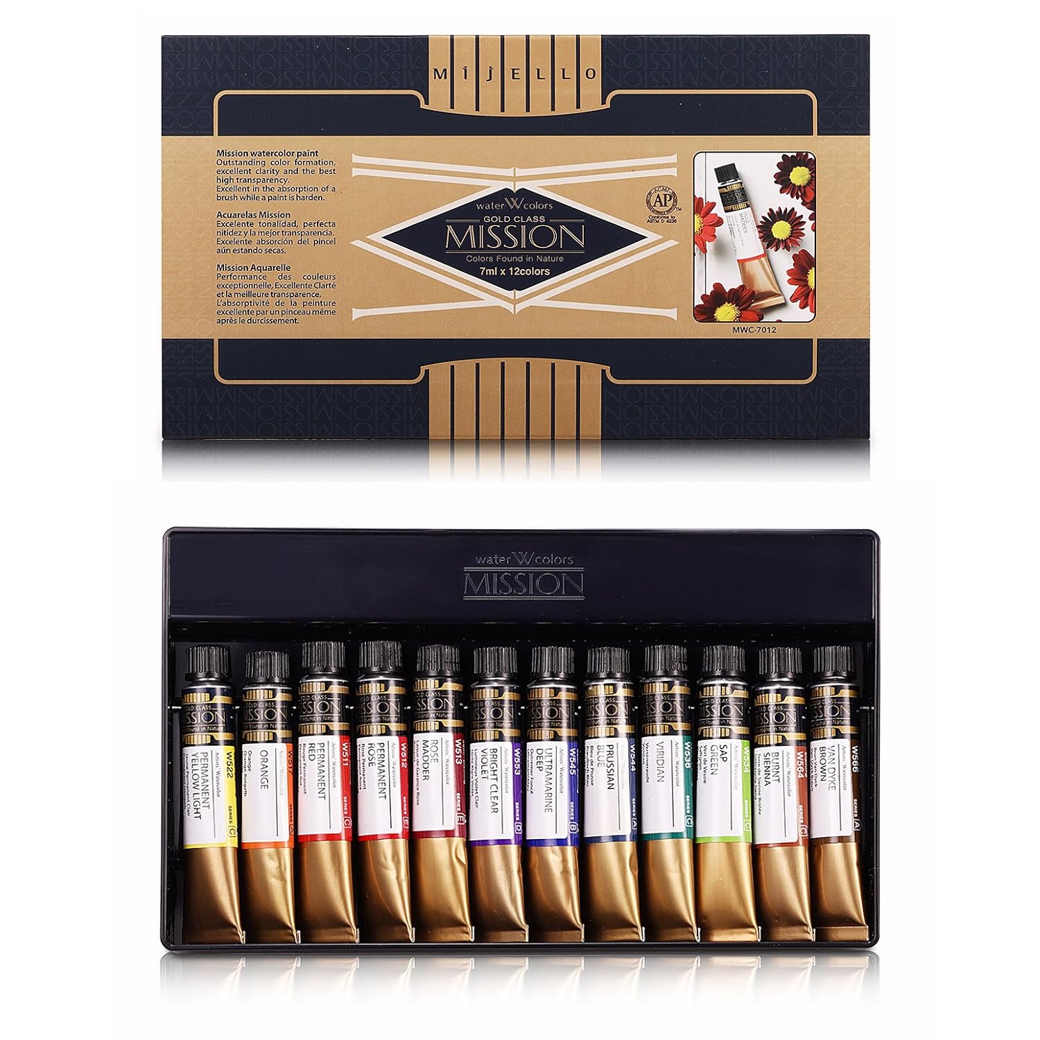 Mission Gold Water Color Mwc-7012, 7Ml X 12 Colors