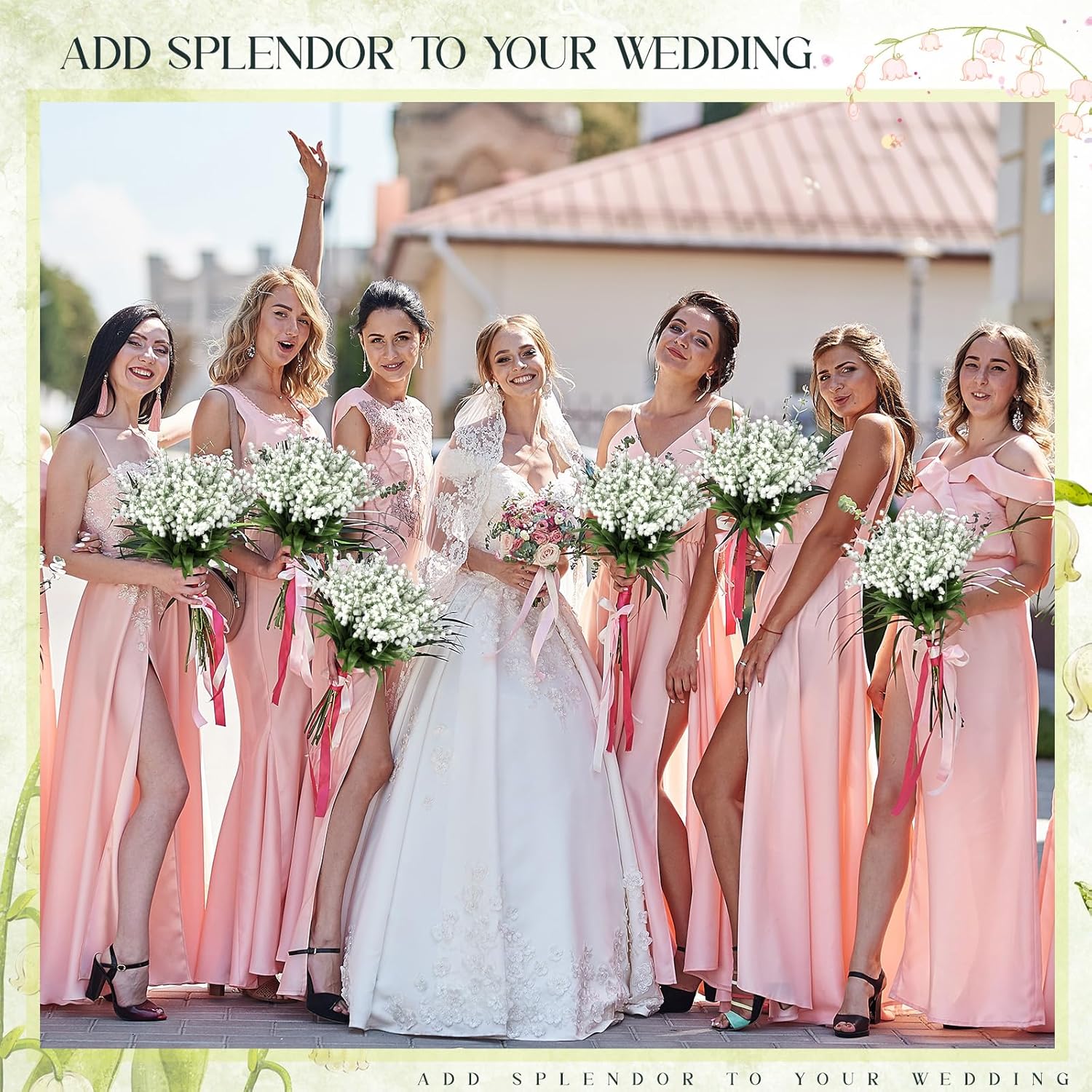 50 Pcs Artificial Lily Of The Valley Bridesmaids Artificial Lilies 14.17 Inch Faux Lily Of The Valley Flower Bulk Chimes Orchid White Bell Flower Bouquet For Wedding Arrangement Bride Party