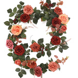 5Ft Terracotta Artificial Flower Garland Fall Floral Garland Burnt Orange Arch Rose Vine For Wedding Ceremony Party Backdrop Decor Arch Flowers Mantel Table Centerpieces Decorations
