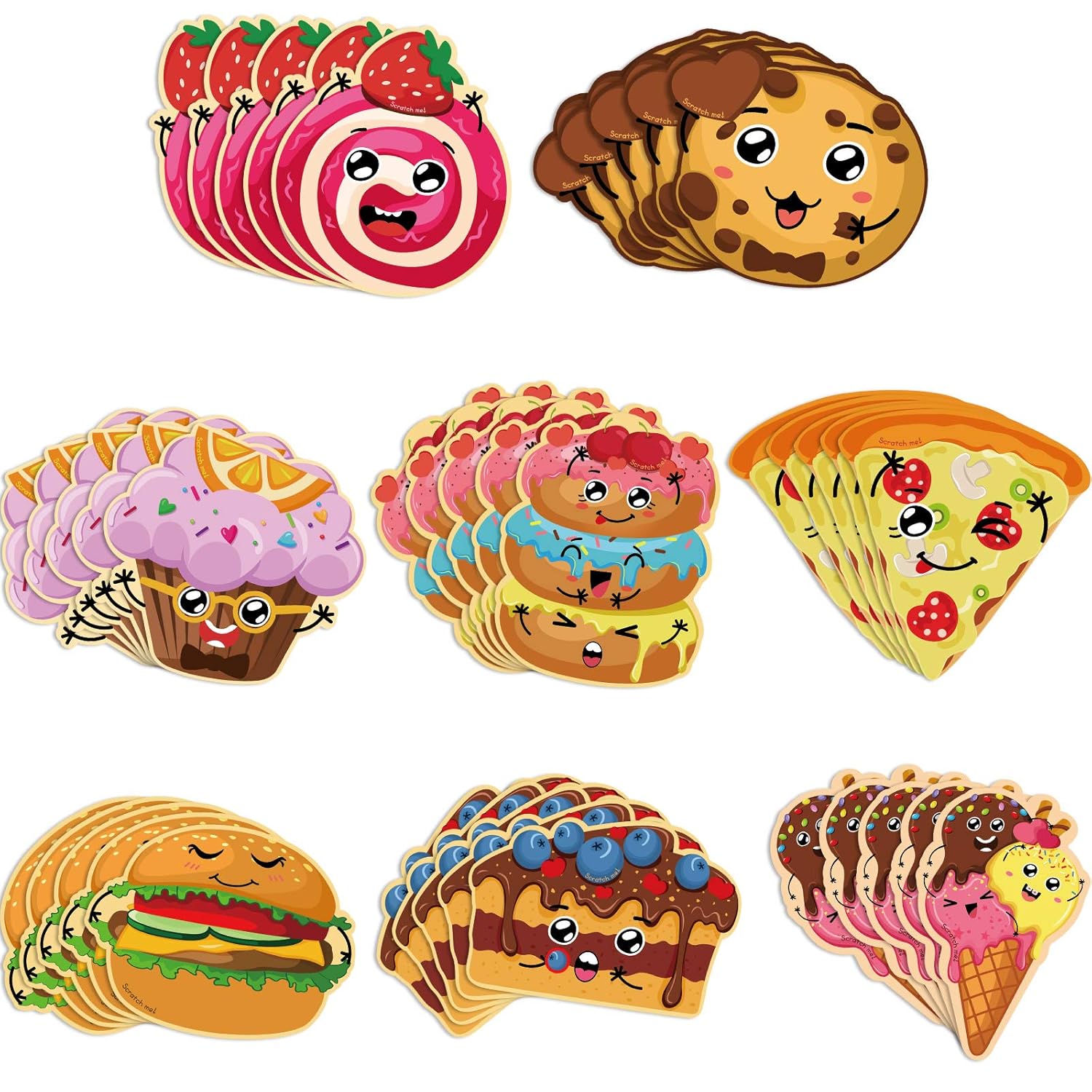 40 Pieces Valentines Day Cards Valentines Scratch And Sniff Cards For Classroom, 8 Unique Patterns And Scents Exchange Gift For School Party Supplies Favors With 40 Envelopes