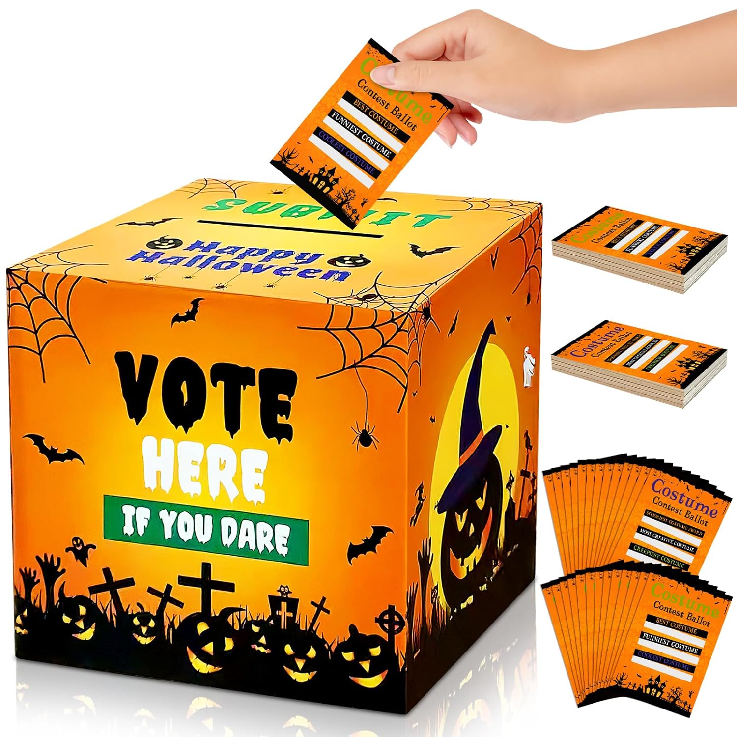 Halloween Costume Contest Party Bundle With 1 Ballot Box And 82 Voting Cards For Kids Adults