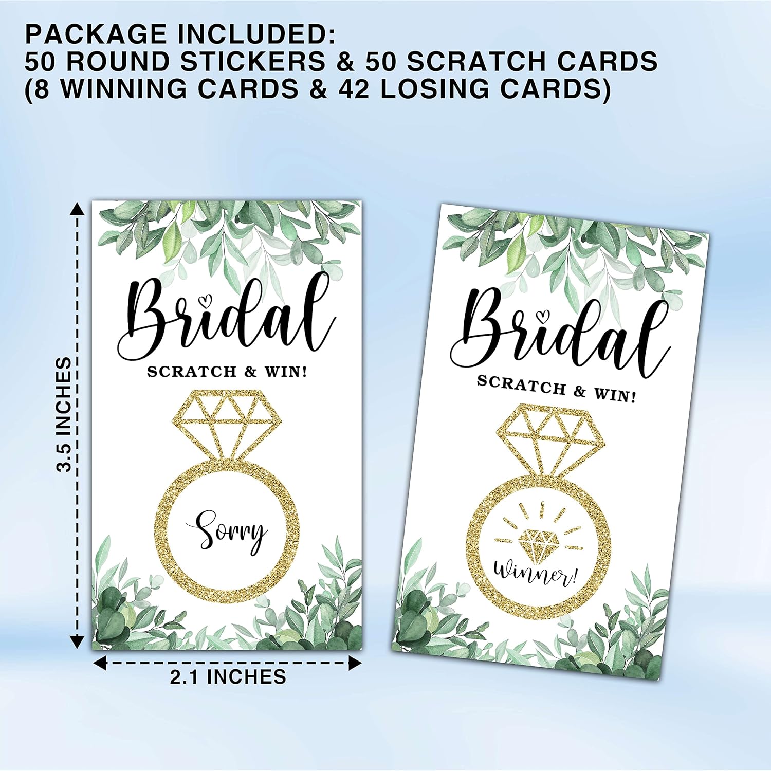 Bridal Shower Scratch Off Game Cards, Neutral Greenery Bridal Raffle Lottery Tickets, Eucalyptus Scratch Off Game For Wedding, Engagement/Bachelorette Party Supplies Decorations (50 Pack)-08