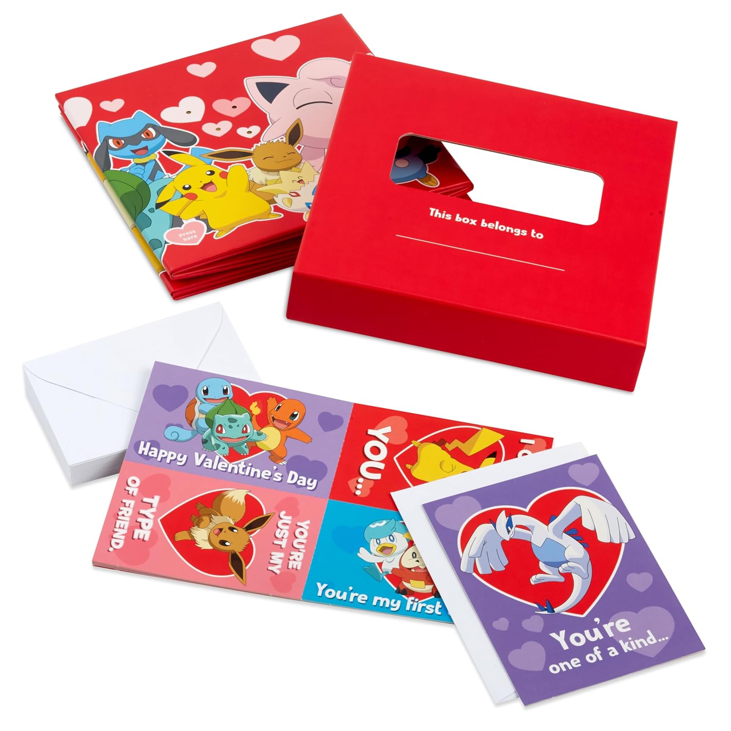 Hallmark Pokemon Valentine's Day Cards & Mailbox with Sound for Classroom Exchange (34 Piece)