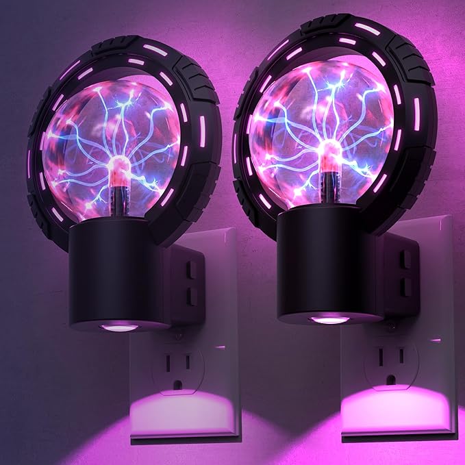 LED Plug-In Color Changing Night Light Globe for Kids STEM Plasma Lamp