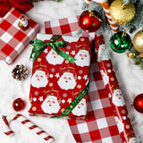 Red Christmas Wrapping Paper, Reversible Red Santa, Grid Design Gift Wrapping Paper Suitable For Christmas, Mini Roll (17 Inch X 32.8 Feet)