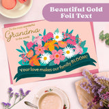 Mothers Day Card For Grandma With Envelope - Bright & Colorful Floral Design With Gold Foil Lettering - 4 X 6 Inches