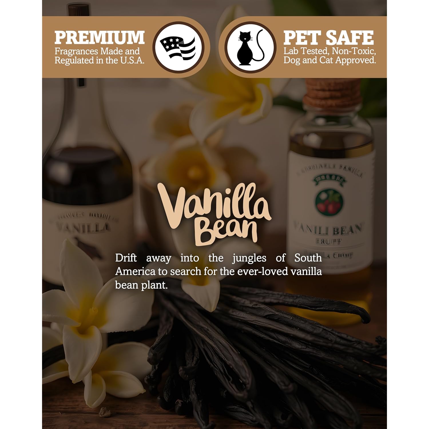Vanilla Bean Scented Natural Soy Candle, Essential Fragrance Oils, 100% Soy, Phthalate & Paraben Free, Clean Burning, 9 Oz.