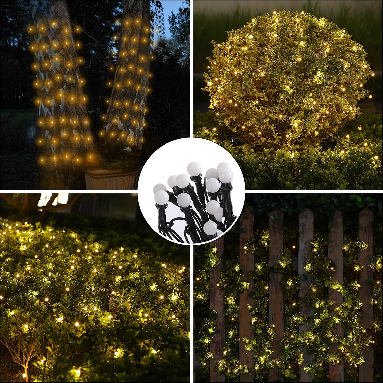 Solar Christmas Lights Outdoor Waterproof, 100Led 5Ftx5Ft 8 Modes With Remote Connectable Net Christmas Lights For Bushe