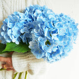 4Pcs 20 Inch Real Touch Hydrangea Artificial Flowers Faux Hydrangeas Realistic Fake Flowers With Stems For Vase Indoor Family Living Room Wedding Party Office Table Decoration (4, Light-Blue)