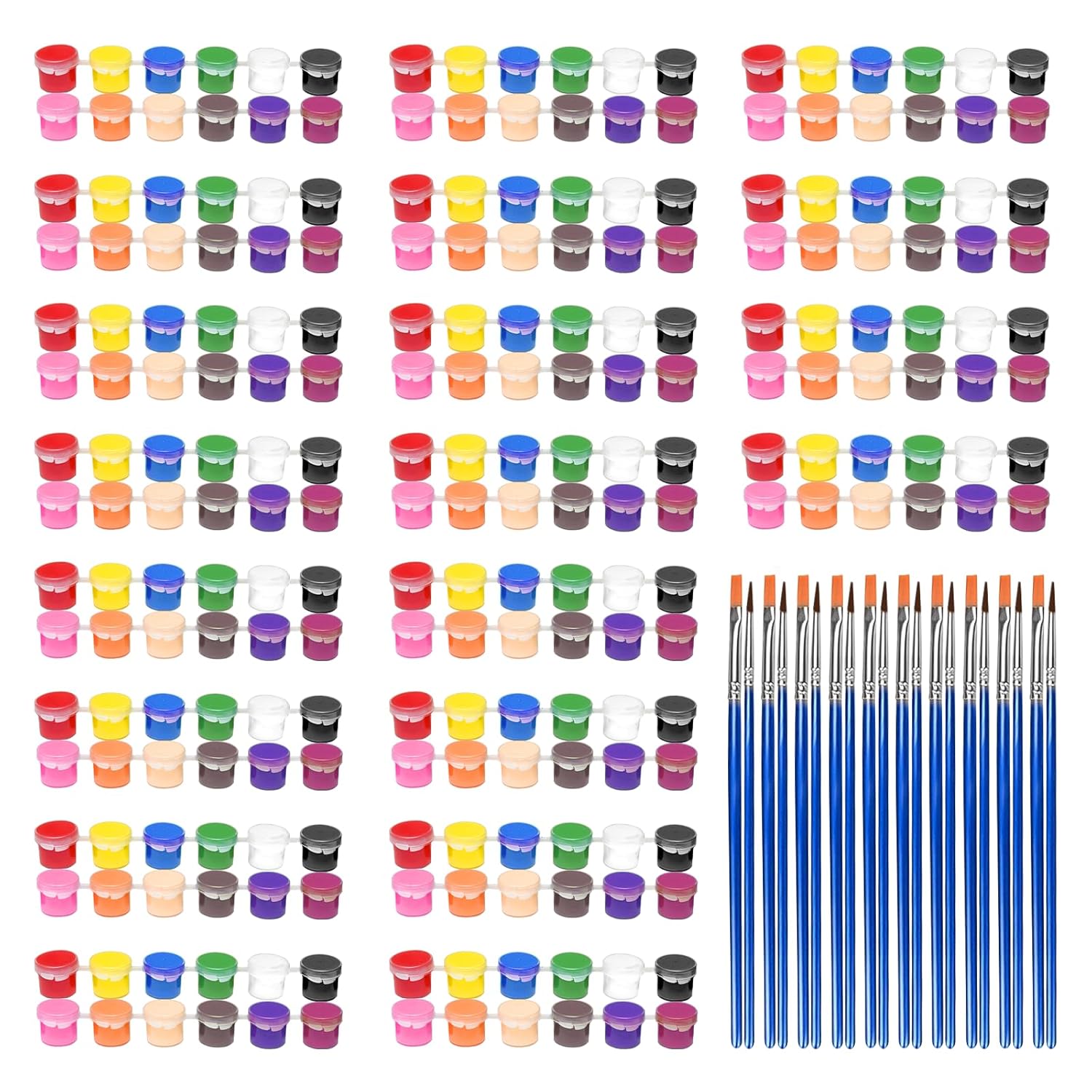 280 Pcs Washable Acrylic Paint For Kids Arts And Crafts, 20 Gouache Watercolor Paint Sets Of 12 Colors For Party Classroom Painting Supplies, 20 Flat And 20 Pointed Brushes