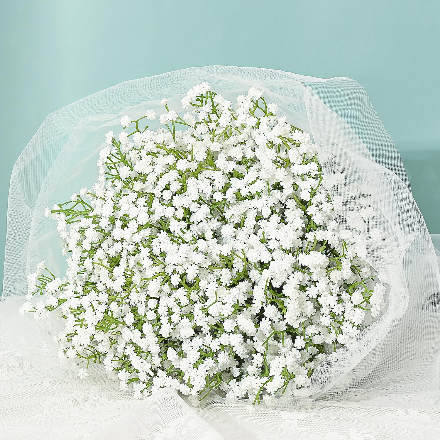Babys Breath Artificial Flowers, 10 Pcs White Baby Breath Flowers Artificial Bulk, Fake Babys Breath Gypsophila Real Touch Faux Babys Breath For Wedding Floral Arrangement Home Decor