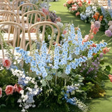16Pcs Light Blue Delphinium Artificial Flower 33.5'' Faux Flowers Long Stem Silk Larkspur Flowers Bulk For Tall Vase For Home Wedding Floral Arrangements Centerpiece Table Decor