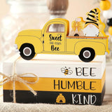 Bee Decor Wooden Book Stack Bumble Bee Decor Bee Humble Kind Sign Honey Bee Tiered Tray Decor Truck With Gnome Summer Decor Rustic Farmhouse Bee Decorations For Home Kitchen Table Bookshelf