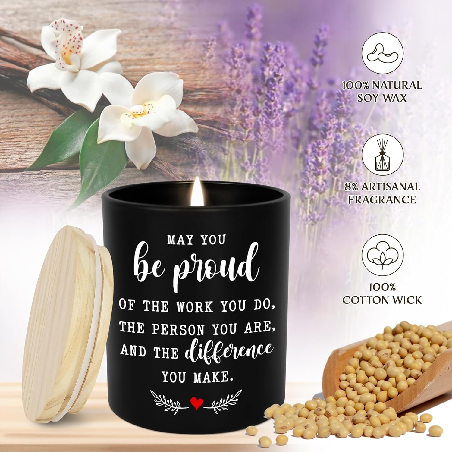 Thank You Gifts For Women Men - Be Proud Long Lasting Vanilla Lavender Candle 10Oz - Teachers Day Birthday Inspirational Appreciation Retirement Gifts For Coworkers Boss Employee Teachers Nurse