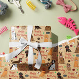 Dog Kraft Wrapping Paper Roll, Mini Roll, Happy Birthday Dogs Design Great For Kids, Boys Birthday Party And More, 17 Inches X 16.5 Feet