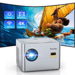 4K Projector - 1080P, WiFi, Bluetooth, Auto Focus/Keystone, 50% Zoom, HDMI, USB