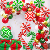 Christmas Cane Candy Balloons Red Green Candy Cane Gift Box Foil Balloons For Sweet Candies Theme Party Decorations 30 Pcs