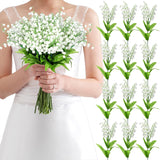 50 Pcs Artificial Lily Of The Valley Bridesmaids Artificial Lilies 14.17 Inch Faux Lily Of The Valley Flower Bulk Chimes Orchid White Bell Flower Bouquet For Wedding Arrangement Bride Party