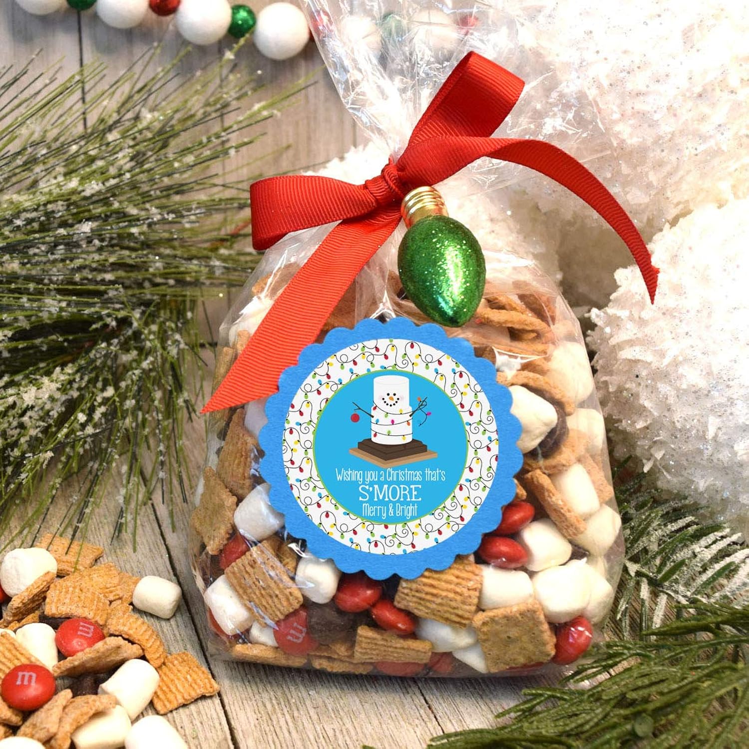 S’More Snowman Merry And Bright Christmas Thank You Sticker Labels, 40 2" Party Circle Stickers By Amandacreation, Great For Party Favors, Envelope Seals & Goodie Bags