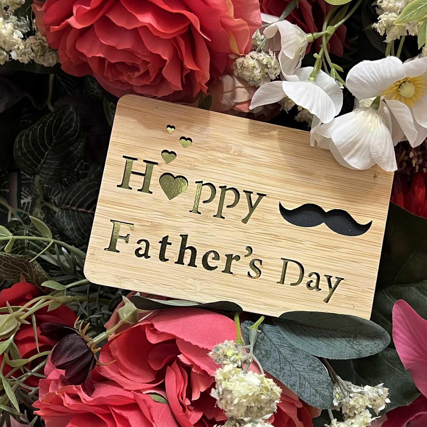 Fathers Day Cards,Handmade Bamboo Greeting Cards,Wooden Thankyou Card,Father'S Day Card For Dad,Happy Fathers Day