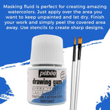 Pebeo Drawing Gum Made In France - Masking Fluid For Watercolor Painting And Various Art Projects - Bundled With Applicator Brush Set