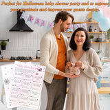 Hilarious Baby Shower Games, 25 Sets Halloween Baby Showdown + Answer Card, Pink Ghost Gender Reveal Game Cards For Party Announcement Supplies - A10