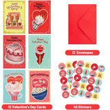Vintage Valentines Day Cards Retro Dessert Happy Valentine'S Day Greeting Card Bulk With Envelopes For Kids Adults Classroom Gifts Party Favors