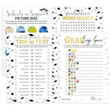 Graduation Party Games, 4 Graduation Games For Parties – This Or That, Emoji, Picture Zoom, Word Search - 25 Guests, Fun Idea