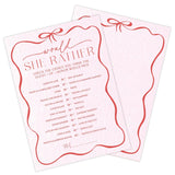 5" X 7" Pink Bow Bridal Shower Game Cards - Would She Rather - 30Pcs Double-Sided Fill-In Wedding Game Cards, Engagement & Wedding Party, Activities & Decor - A01