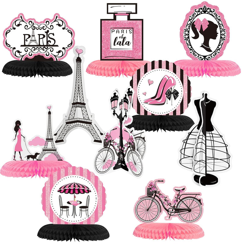 Grehge 10 Pieces Paris Party Decorations Paris Honeycomb Centerpiece P