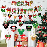 Mouse Theme Christmas Hanging Decorations - Banner, Foil Ceiling Swirls For Winter Holiday Merry Party Supplies