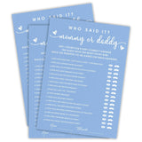 Baby Shower Games, Who Said It Mommy Or Daddy, Double-Sided Filling Blue Minimalism Game Cards, Baby Shower Activity, Party Supplies & Decorations, Set Of 30 -B03