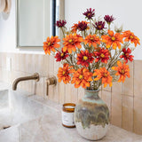 Artificial Daisies Orange Flowers Stems 5 Pcs Fake Gerbera Daisies Long Bouquet Faux Florals Gradient 27.5" Boho Decor For Home Table Wedding Centerpieces Thanksgiving