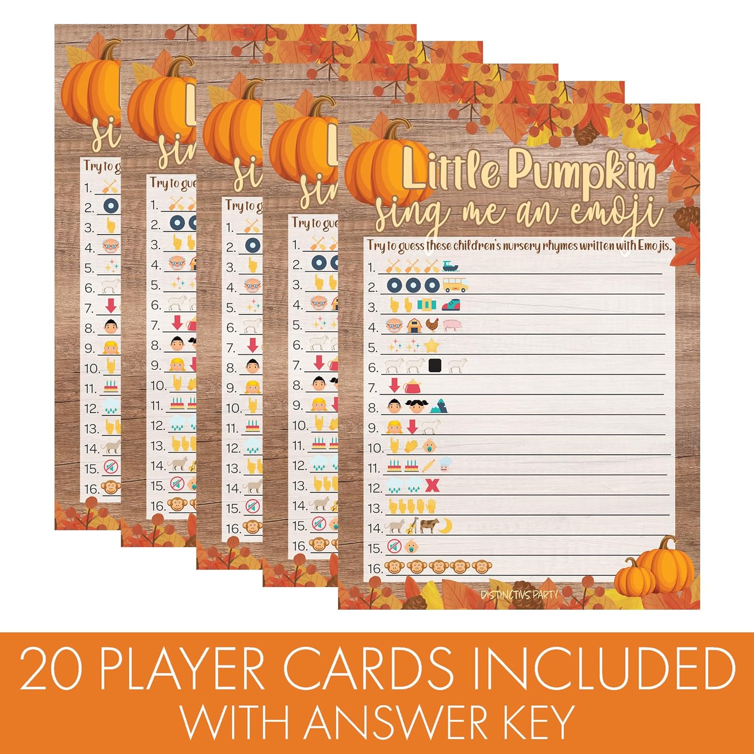 Rustic Fall Little Pumpkin Baby Shower Emoji Game – 20 Cards For Autumn Baby Shower Party Activities And Gender Neutral Fall Celebrations