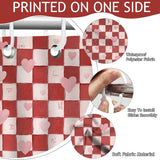 Red Valentines Shower Curtain - Sweet Love Kiss Me Heart Shower Curtain For Valentine Day Decorations, Romantic Retro Grid Waterproof Bath Curtain 72 X 72 Inch