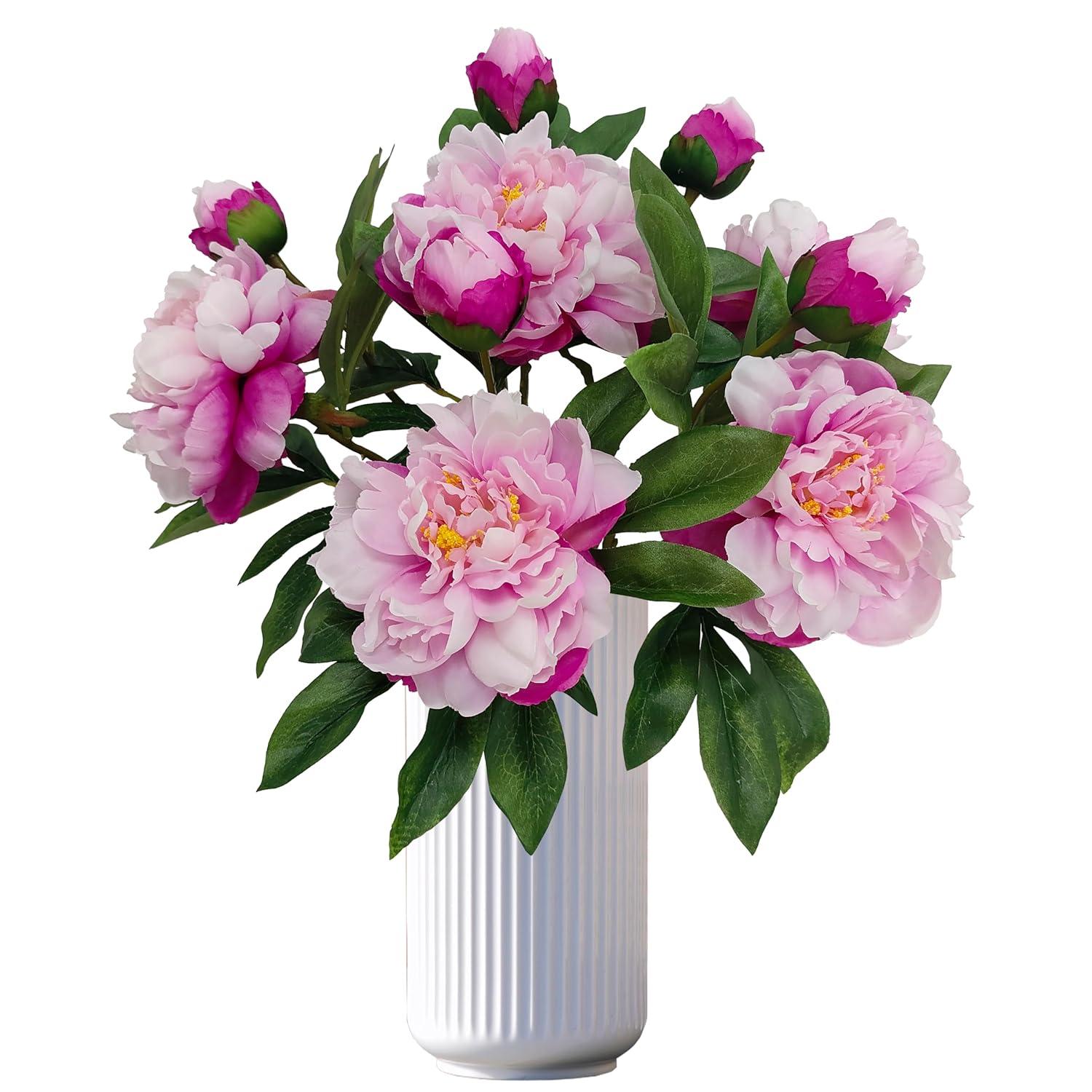 Purple Pink Peonies Artificial Flowers,5 Pcs Fake Silk Peonies With Stems Real Look,Peony Bush For Home Decor (5, Purple Pink)