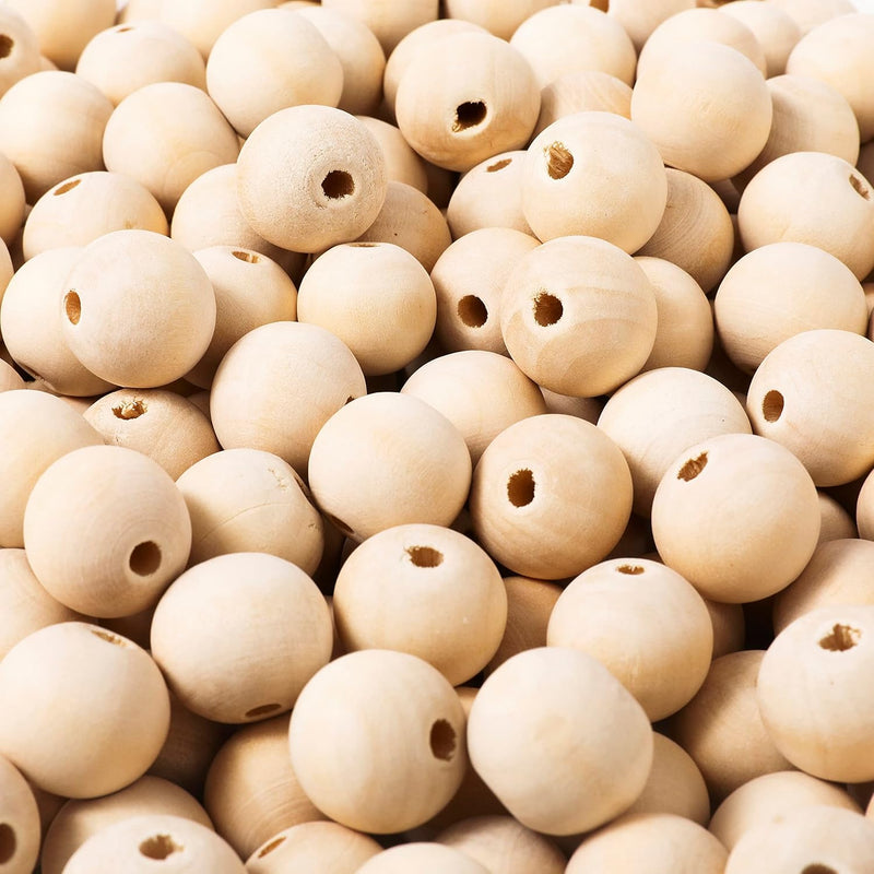 500Pcs 20Mm Wood Beads Natural Unfinished Round Wooden Loose Beads Wood Spacer