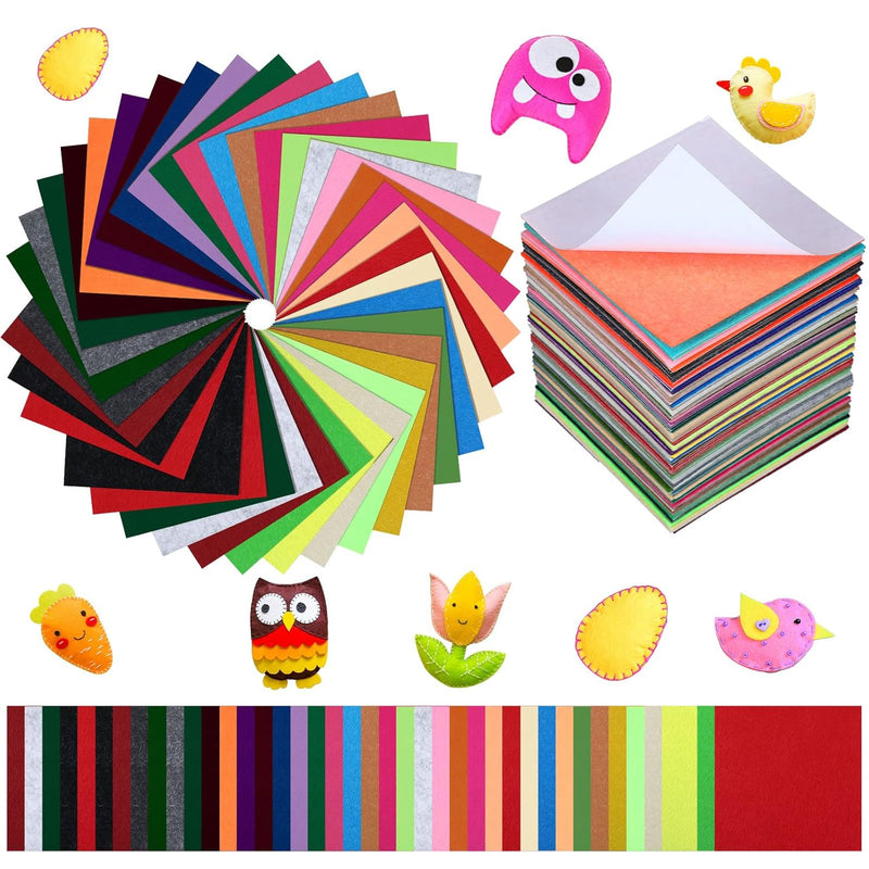 80 Pcs 4 X 4" Self Adhesive Felt Sheets Craft Multi Colored Adhesive F