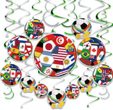 24pcs Soccer Hanging Swirls for Party Decorations, 12Pcs Soccer Flag Hanging Swirls and 12pcs Hanging Swirls for Soccer Birthday Party Home Sports Club Bar Decorations