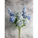 Artificial Snowball Viburnum 4 Pcs 26.8 In Graduated Blue Small Hydrangea 2 Head Natural Lifelike Real Touch Faux Latex Long Stem Vibernum Flower For Home Decoration Outdoor Wedding Deco