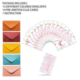 Birthday Treasure Hunt Clues Game Cards, Birthday Party Scavenger Hunt Card Game(15 Cards With Colourful Envelopes), Indoor Ourdoor Children'S Day Party Activities, Birthday Party Decorations(02)