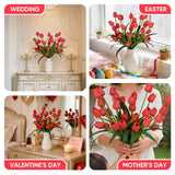 18.9 "Large Red Imitation Tulip Artificial Flowers, 30-Piece Pack. Perfect For Spring Weddings, Valentine'S Day, Easter, Mother'S Day, And Elegant Home And Table Vase Arrangements.