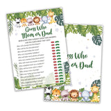 Safari Animals Baby Shower Games Cards, Find Who Mom Or Dad Game Cards For New Parents Baby Shower Activity, Wildlife Gender Reveal Party Games For Decorations Favors Supplies, Set Of 25-07